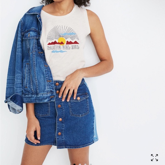 MADEWELL Stretch Denim Straight Mini Skirt: Pieced Edition - Picture 1 of 5